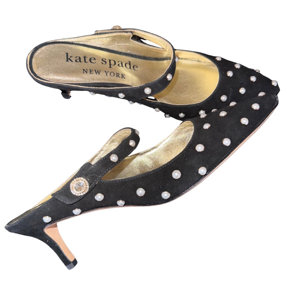 Kate Spade Marisol Faux Pearl Suede Mules Size 8 - Picture 2 of 9